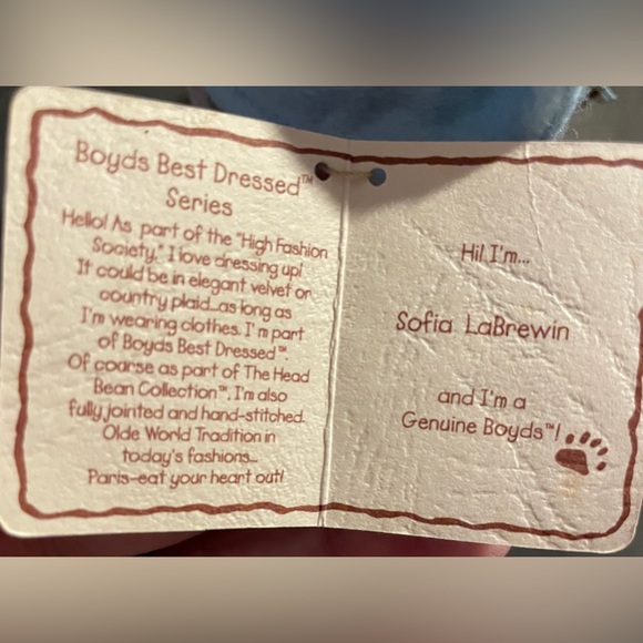 Boyds Bears, Sofia Labrewin, 2007. NWT 7” Tall - Picture 6 of 10